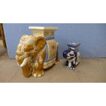 Two Chinese glazed porcelain elephant garden seats