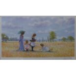 A pair of signed James H. Tyther limited edition prints, pair of summer landscapes with figures,