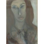 Simon Turnbull, Veronica, pastel, 50 x 35cms, framed, 1969 Royal Academy exhibition label verso