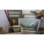 Assorted paintings and prints