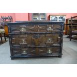 A William III oak geometric chest of drawers, 64cms h, 94cms w, 51cms d