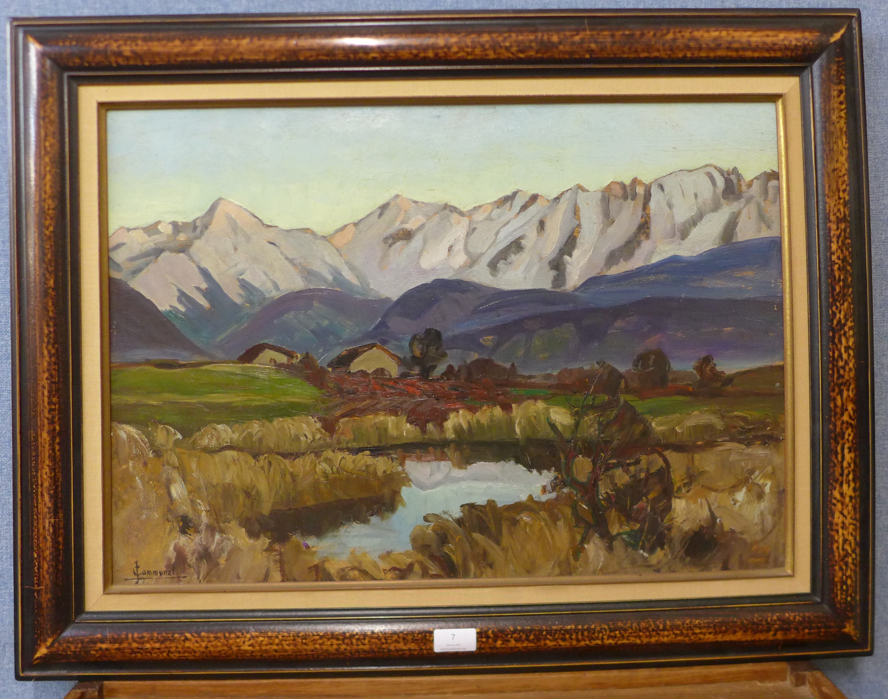 Joseph Victor Communal (French 1876-1962), Alpine landscape, oil on board, 45 x 64cms, framed - Image 2 of 7