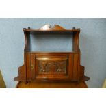 An Edward VII carved walnut wall hanging cabinet, 59cms h x 70cms w