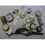 A gentleman's Seiko automatic wristwatch, a Swiss Emperor wristwatch, two silver watches, a/f, and