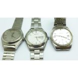 Three wristwatches, 2x Seiko quartz and a Tissot quartz