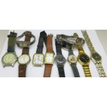Ten wristwatches; Guess, Timex, Ricardo, etc.