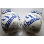 A pair of Hatton boxing gloves, each signed by Carl Froch