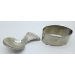 A Keswick School industrial art caddy spoon and napkin ring