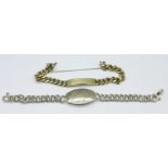 Two silver ID bracelets, both inscribed, 60.8g