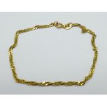 A 9ct gold bracelet, 1.4g, 18cm