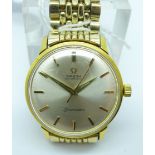 A gold plated Omega Seamaster automatic wristwatch with Omega bracelet strap