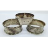 Three silver napkin rings, 50.5g