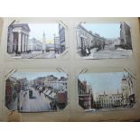 Sixty Edwardian and later postcards in period album