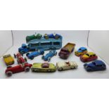 Twelve Dinky Toys model vehicles and two Corgi Toys model vehicles, 300SL and TR2 lacking windscreen