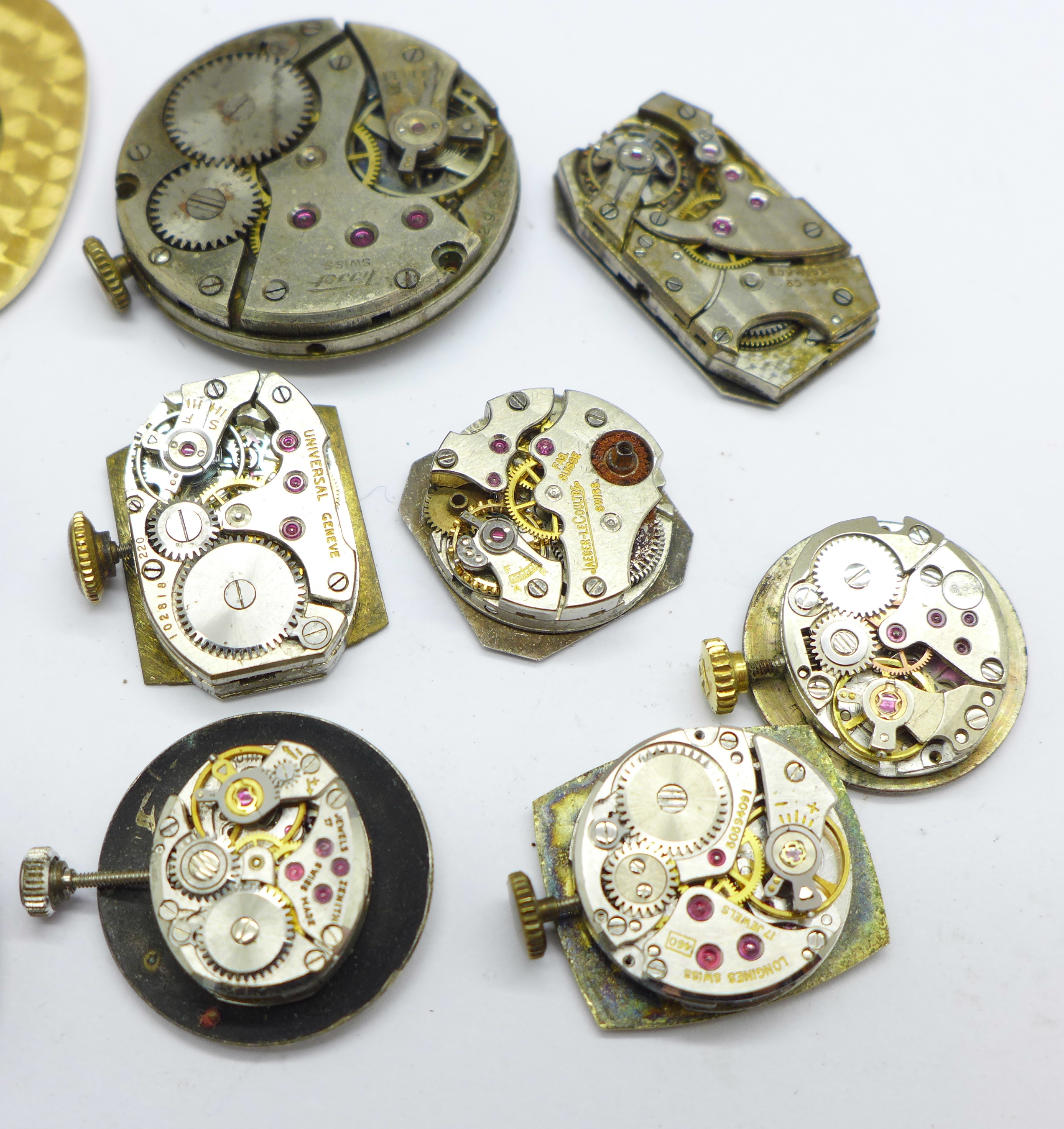 Lady's and gentleman's wristwatch movements including Omega, Universal, Jaeger-LeCoultre, Longines - Image 8 of 8