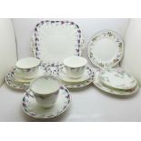 Two Shelley Cairo trios, a cake plate and one spare saucer, and one other Shelley trio