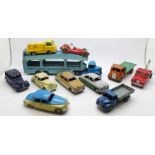 Ten Dinky Toys model vehicles and one Corgi Toys vehicle