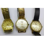 Three wristwatches; Accurist, Sekonda and Ramona