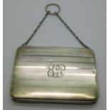 A lady's silver purse, Birmingham 1946, with initials, 6cm x 9cm