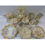 Crown Devon, Crown Ducal, Fieldings and other blush ivory ware; posy bowl, bowls, jugs, teapots,
