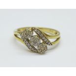 A 9ct gold and diamond Art Deco style ring, 2.3g, N