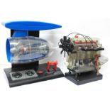 Two battery operated model engines, jet and combustion, a/f