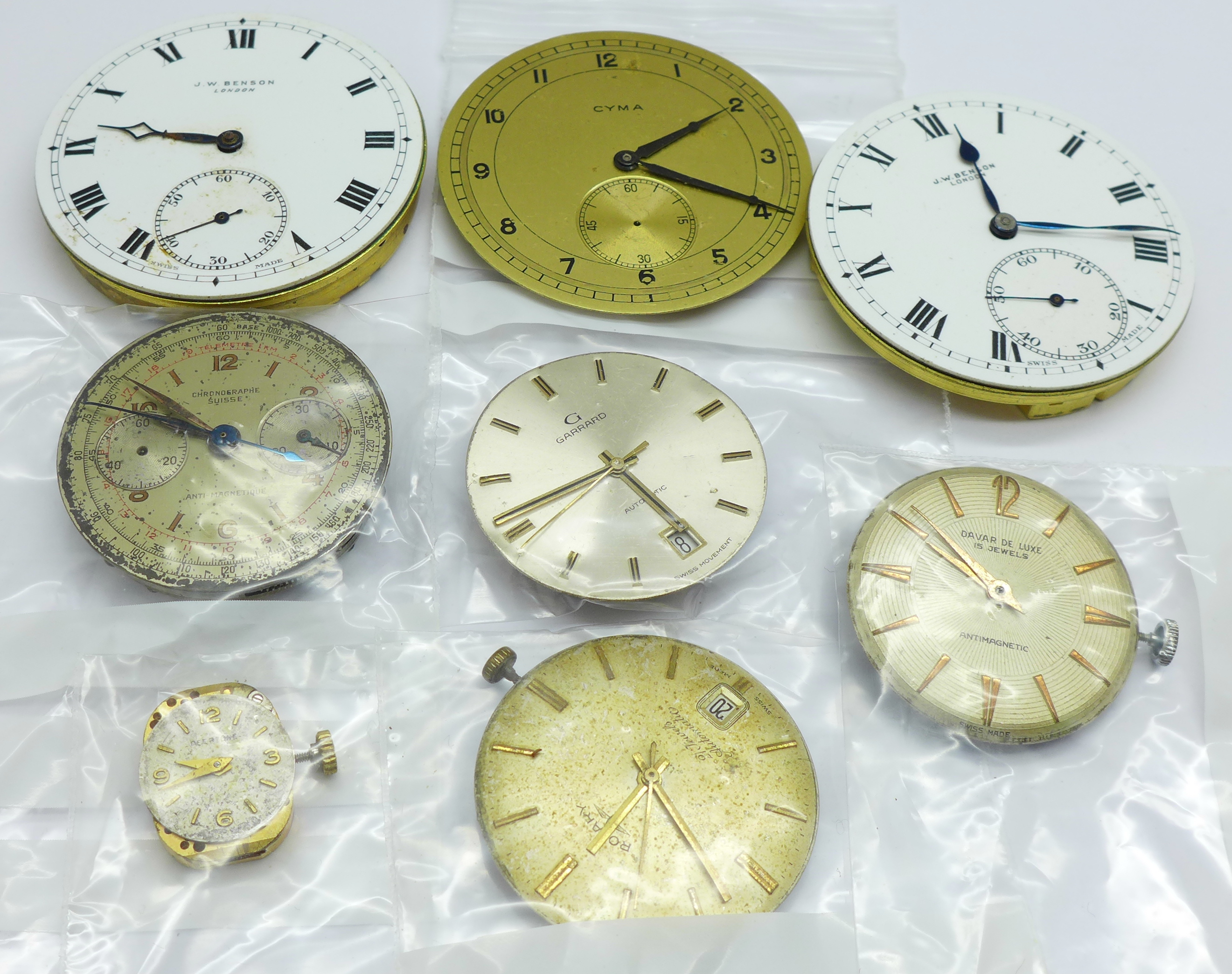 Eight pocket and wristwatch movements