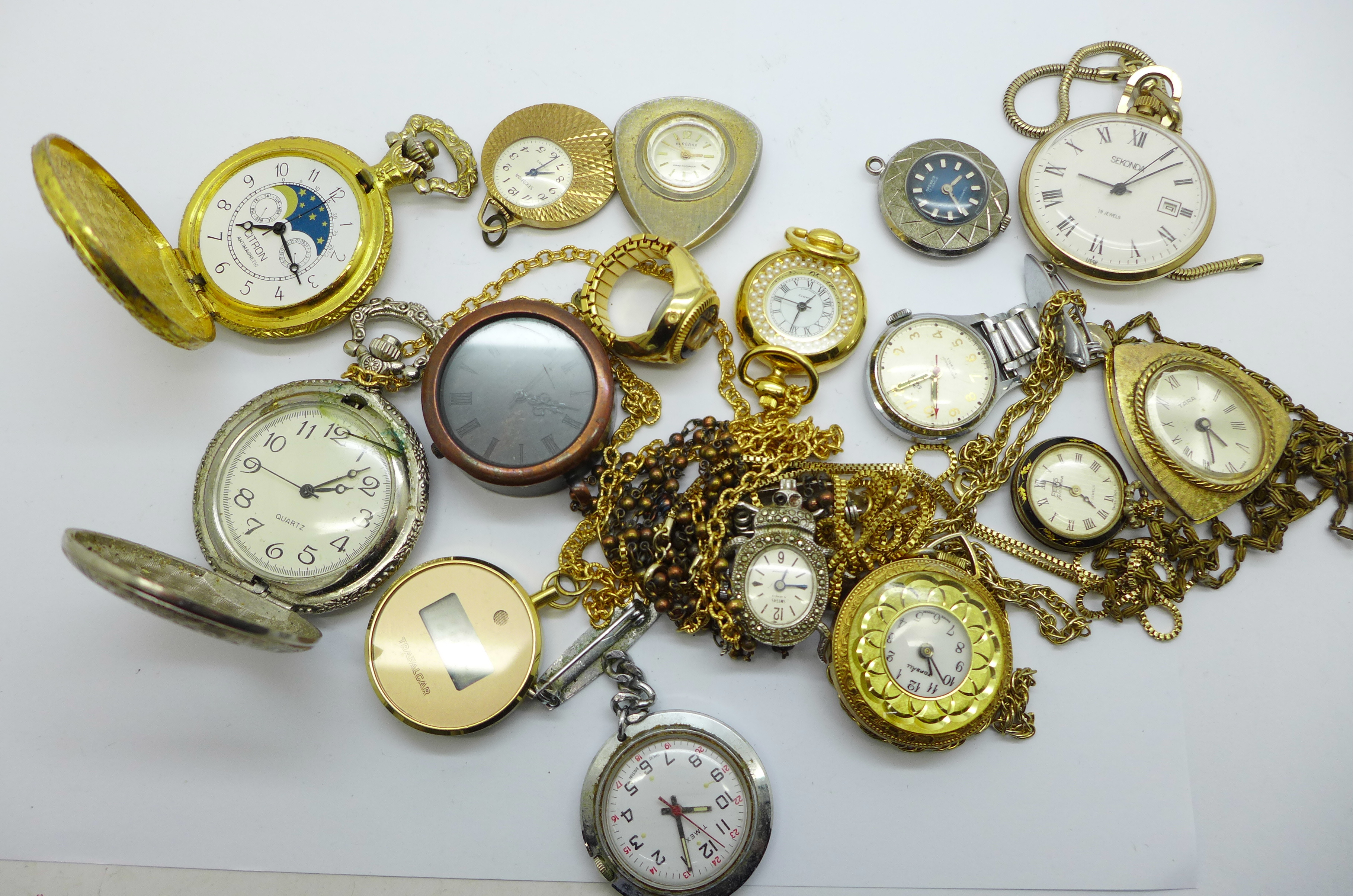 A collection of pocket and pendant watches, etc.