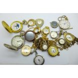 A collection of pocket and pendant watches, etc.