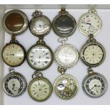 Eleven pocket watches and a protective watch case, some a/f