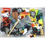 A large collection of Lego and other toy parts