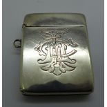 A Victorian silver vesta case, a/f