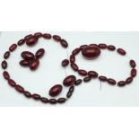 A set of sherry amber beads (require re-stringing), 73g