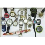 Fifteen lady's and gentlemen's wristwatches including Swatch
