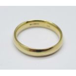 A 9ct gold wedding ring, 1.2g, O
