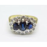 An 18ct gold, diamond and sapphire ring, 4.9g, P