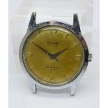 A stainlesss steel Nevada Discus Compensamatic wristwatch head