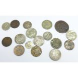 Seventeen US coins including silver (three drilled)
