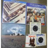 Six The Beatles records including Mind Games John Lennon, (3xLP, 3x7'')