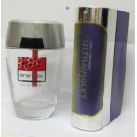 Two advertising perfume/fragrance bottles, Paco Rabanne and Hugo Energise, 31cm and 27cm