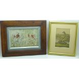 A framed pen and ink drawing depicting a hunting scene, late 19th Century, signed E.B. Herberte, (