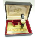 A lady's Longines wristwatch, with box, 23mm case