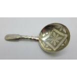 A George IV silver caddy spoon, Birmingham 1826, (George) Unite & (James) Hilliard, a/f, repaired