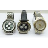 Three wristwatches; Accurist, Klaus-Kobec and Pierre Cardin
