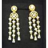 A pair of silver gilt Swarovski zirconia chandelier earrings, with certificate