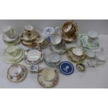 A box of Art Deco and other teawares, including Mintons, Royal Albert Friendship tea pot, Royal