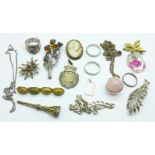 Assorted silver and other jewellery, etc.