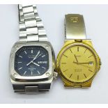 A Seiko quartz Sports 100 day/date wristwatch and a Tissot quartz Seastar wristwatch, both with