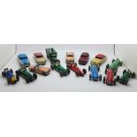Fifteen Dinky Toys model vehicles including eight racing cars
