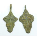 A pair of Viking crosses circa 1100, found in Russia, 38mm